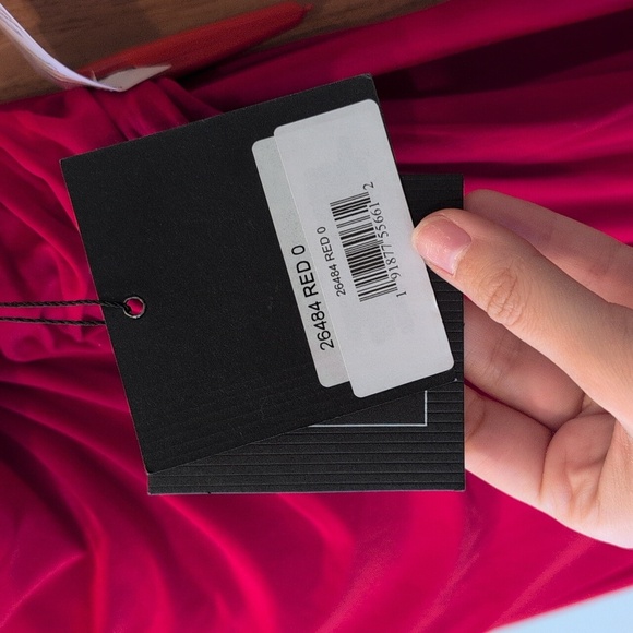 Mac Duggal 26484 Red Off Shoulder Dress - Picture 7 of 8